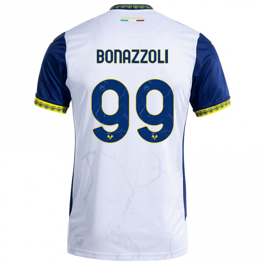 Kids Football Federico Bonazzoli #99 White Blue Away Jersey 2024/25 T-Shirt