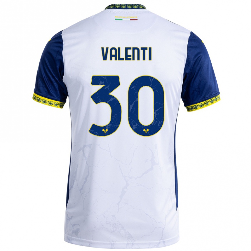 Kids Football Francesco Valenti #30 White Blue Away Jersey 2024/25 T-Shirt