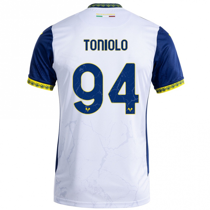 Kids Football Giacomo Toniolo #94 White Blue Away Jersey 2024/25 T-Shirt