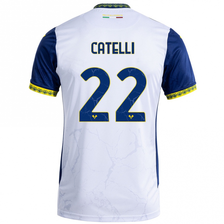 Kids Football Anna Catelli #22 White Blue Away Jersey 2024/25 T-Shirt