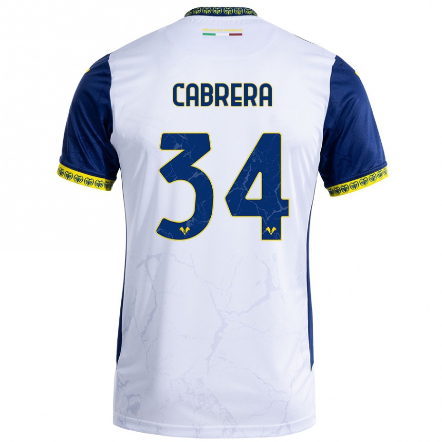 Kids Football Ilena Cabrera #34 White Blue Away Jersey 2024/25 T-Shirt