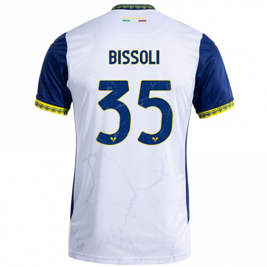 Kids Football Noemí Bissoli #35 White Blue Away Jersey 2024/25 T-Shirt