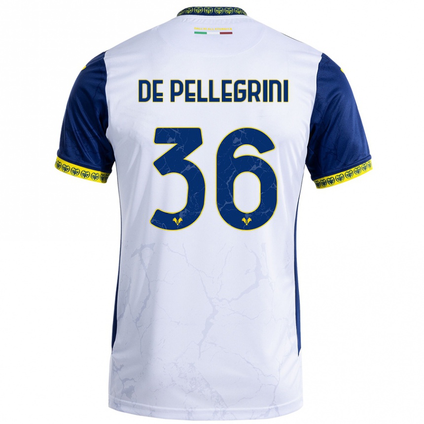 Kids Football Erika De Pellegrini #36 White Blue Away Jersey 2024/25 T-Shirt