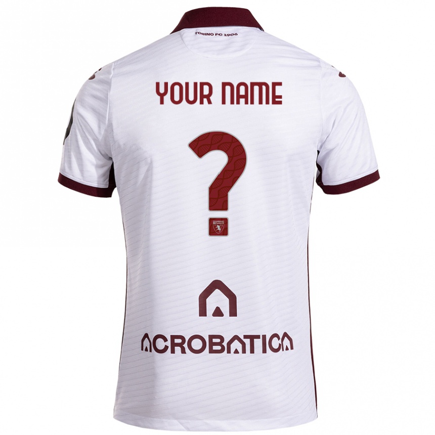 Kids Football Your Name #0 White Maroon Away Jersey 2024/25 T-Shirt