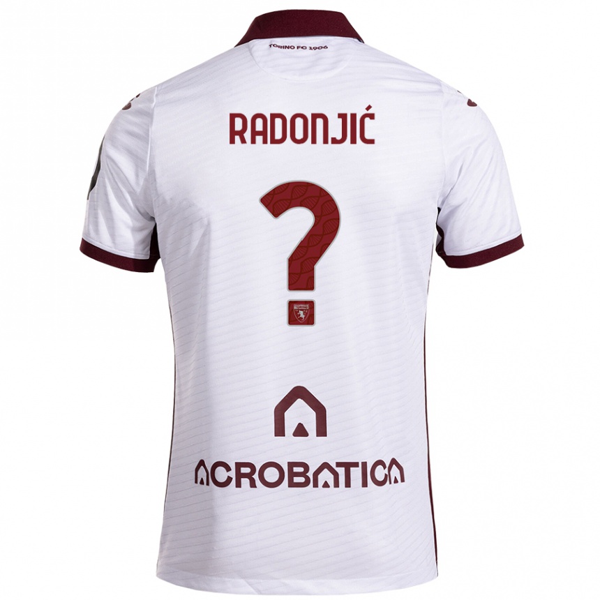 Kids Football Nemanja Radonjić #0 White Maroon Away Jersey 2024/25 T-Shirt