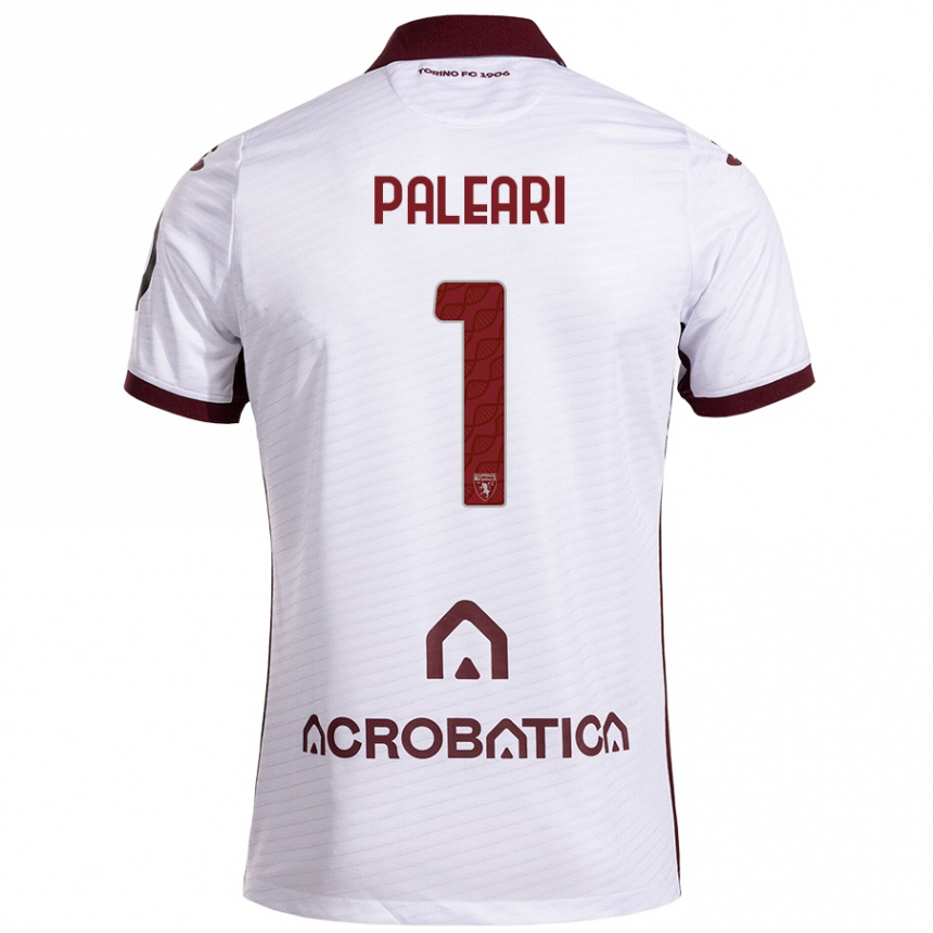 Kids Football Alberto Paleari #1 White Maroon Away Jersey 2024/25 T-Shirt