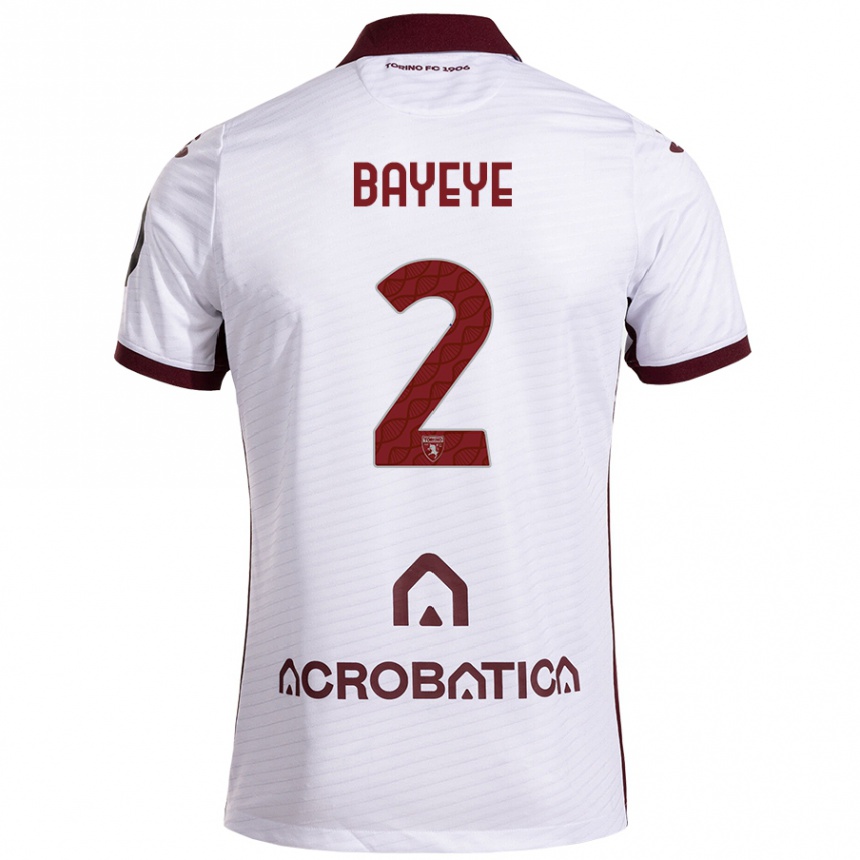 Kids Football Brian Bayeye #2 White Maroon Away Jersey 2024/25 T-Shirt