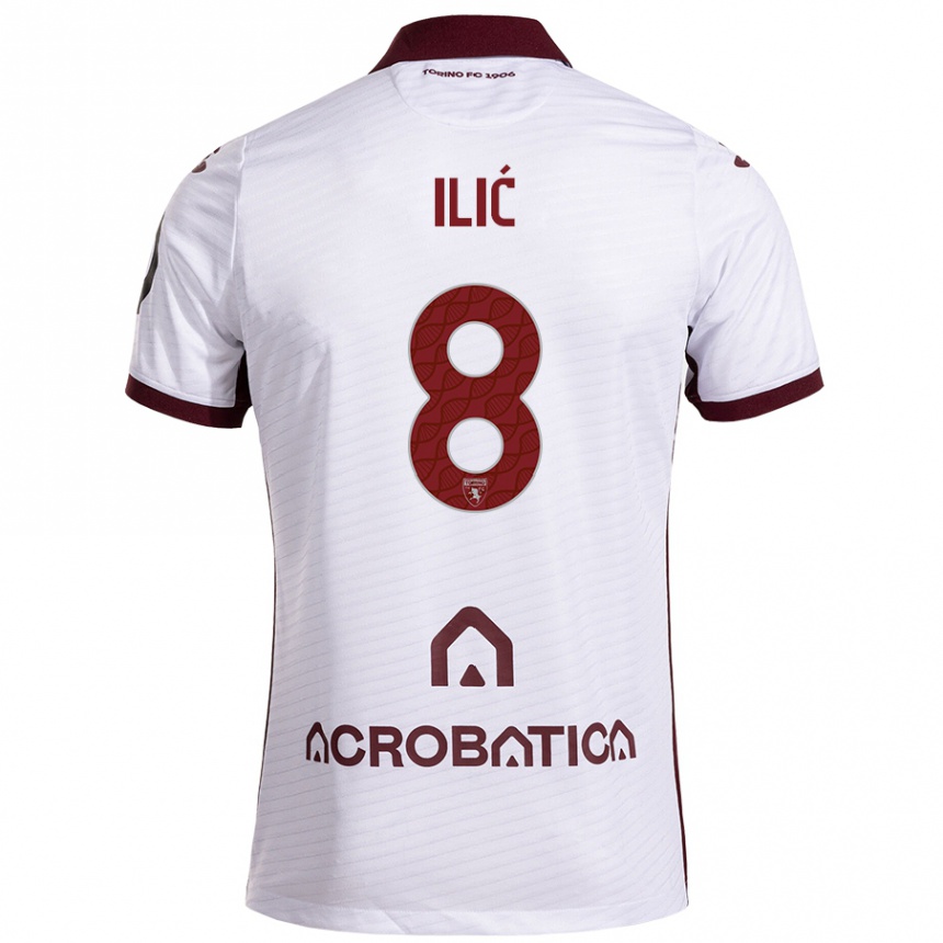 Kids Football Ivan Ilić #8 White Maroon Away Jersey 2024/25 T-Shirt