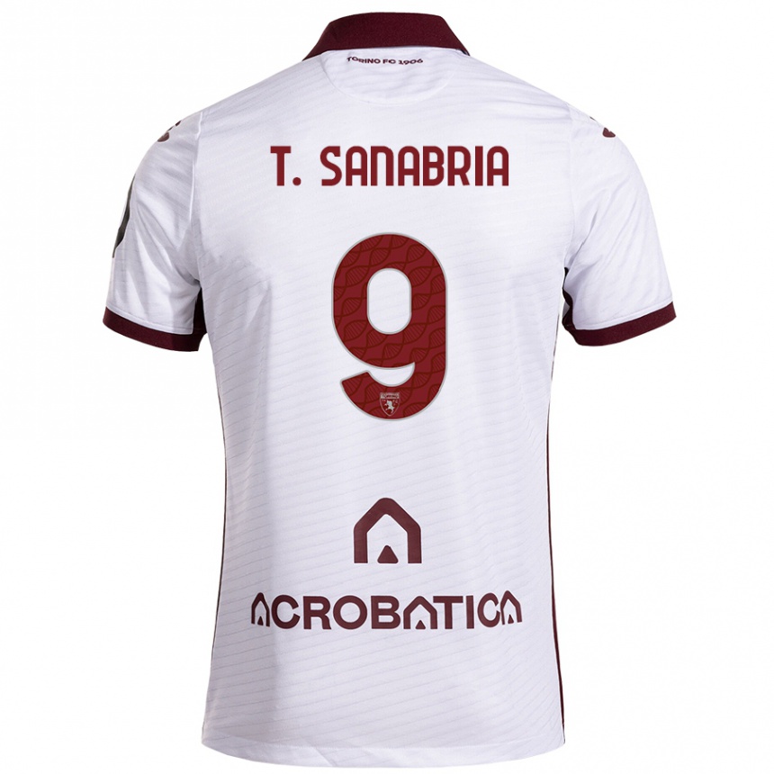 Kids Football Antonio Sanabria #9 White Maroon Away Jersey 2024/25 T-Shirt