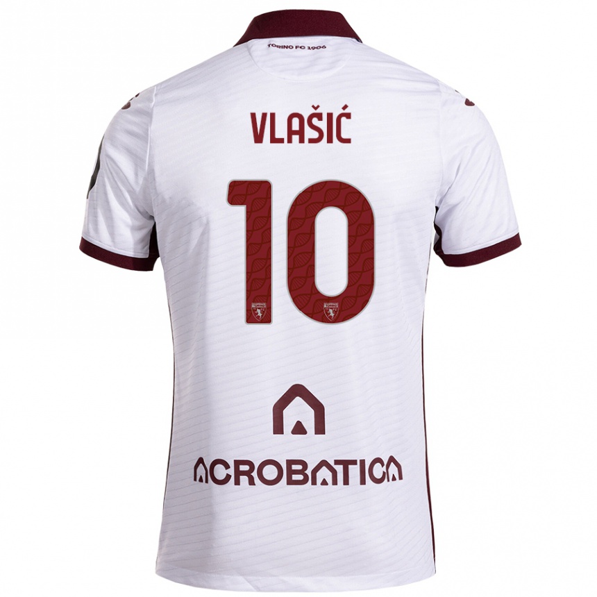 Kids Football Nikola Vlašić #10 White Maroon Away Jersey 2024/25 T-Shirt