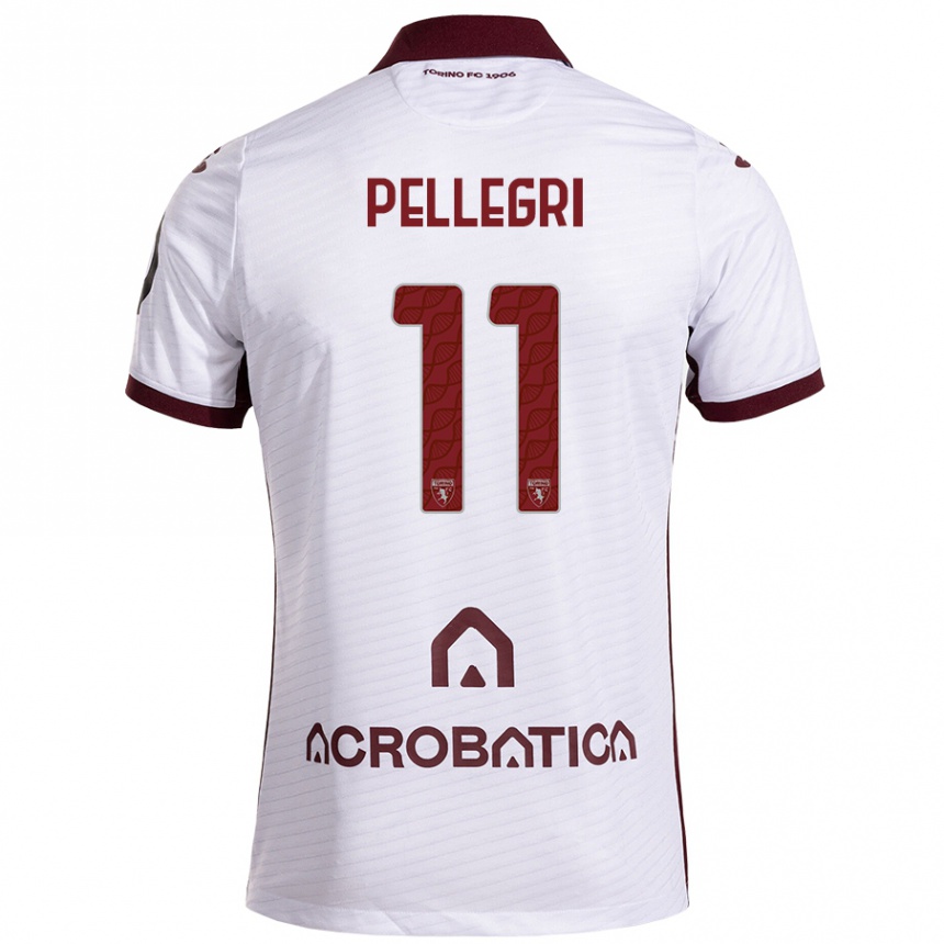 Kids Football Pietro Pellegri #11 White Maroon Away Jersey 2024/25 T-Shirt