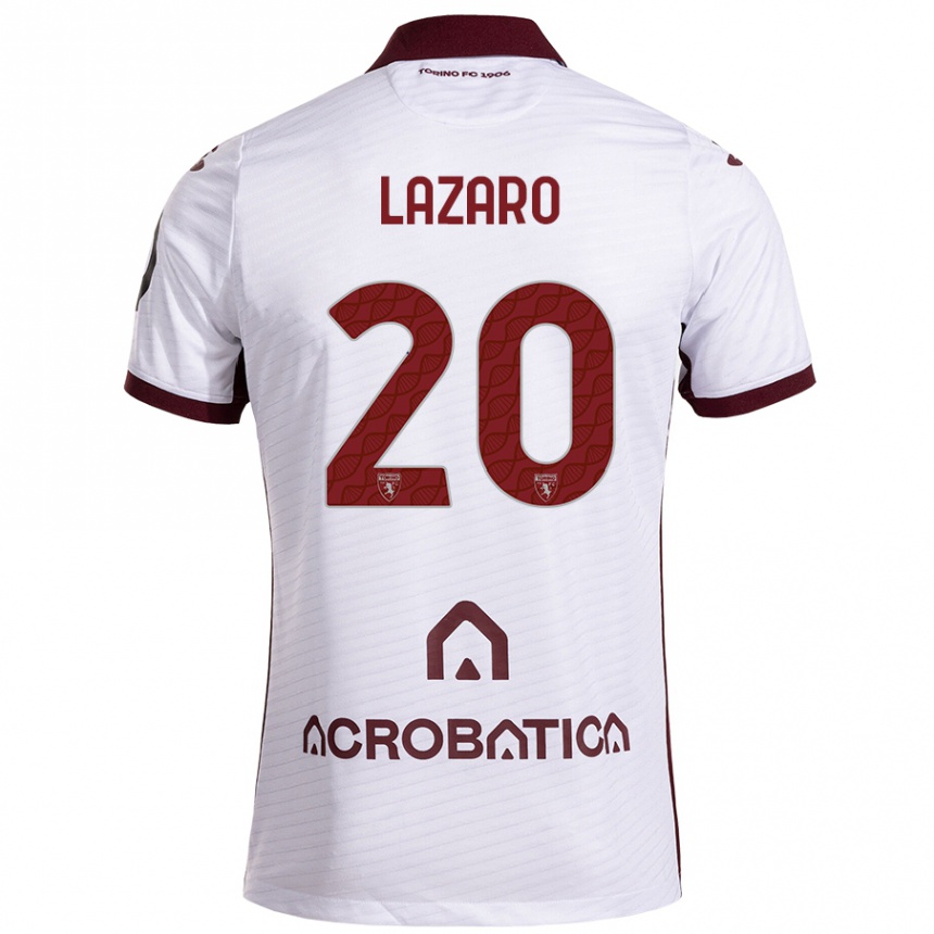 Kids Football Valentino Lazaro #20 White Maroon Away Jersey 2024/25 T-Shirt