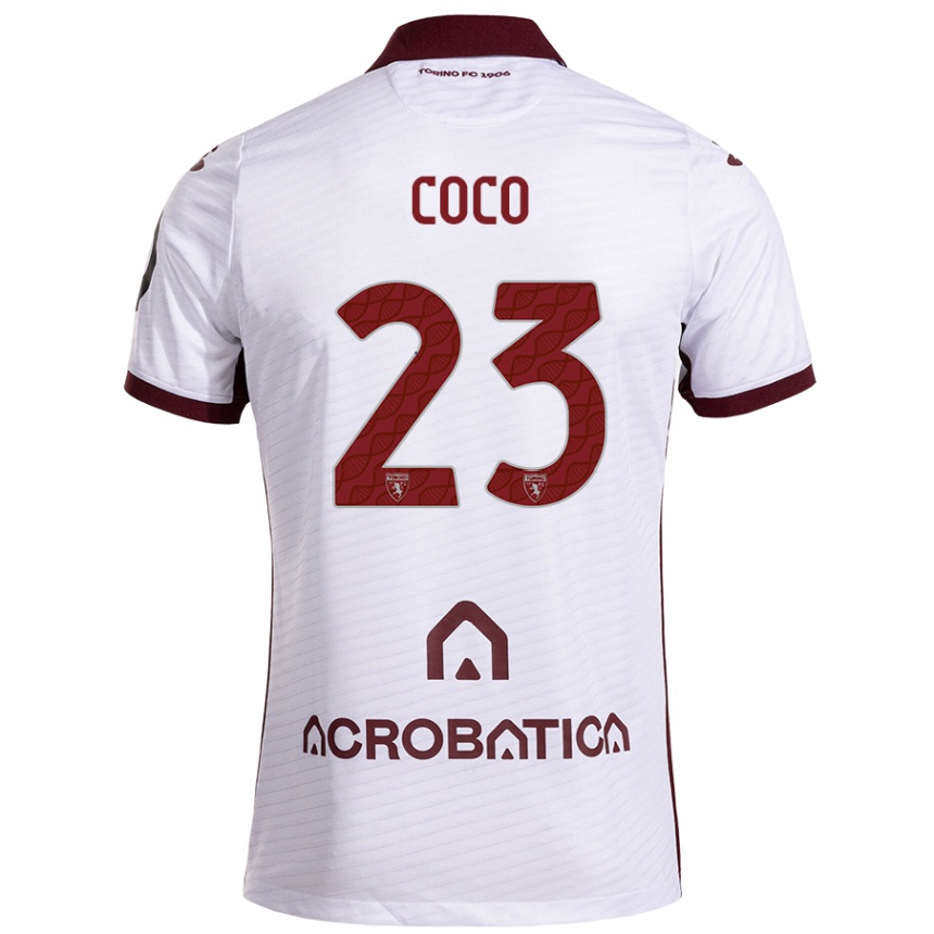 Kids Football Saúl Coco #23 White Maroon Away Jersey 2024/25 T-Shirt