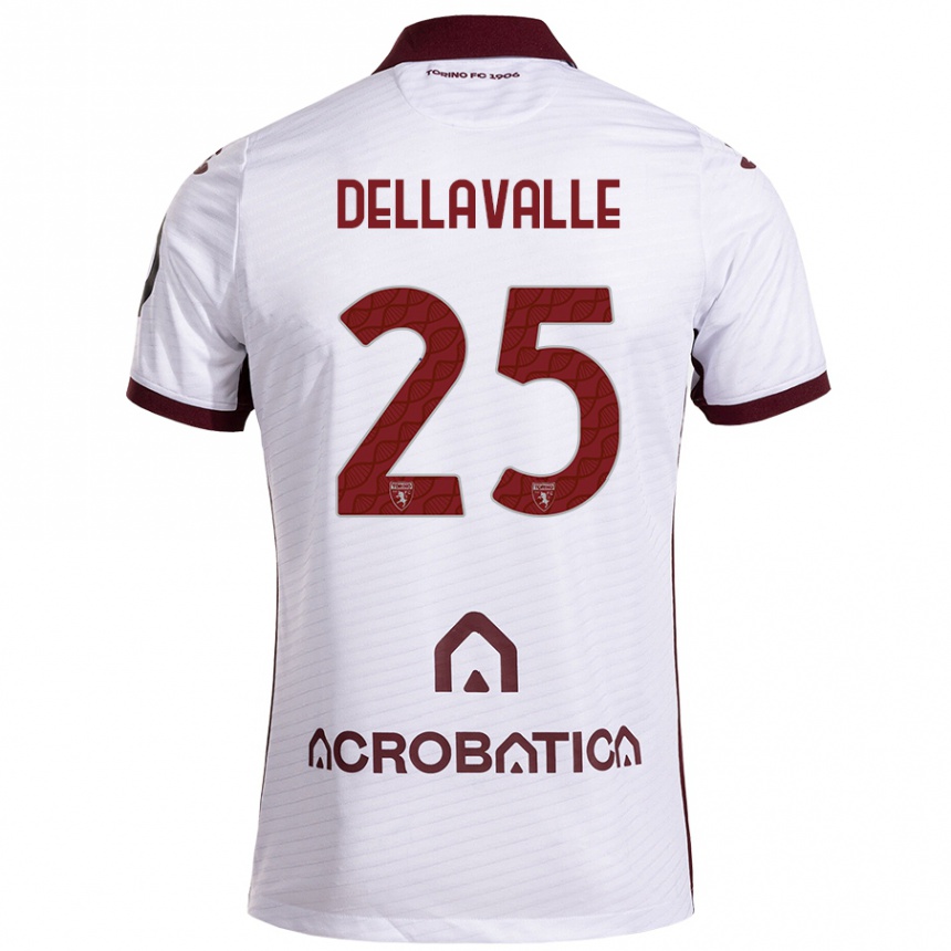 Kids Football Alessandro Dellavalle #25 White Maroon Away Jersey 2024/25 T-Shirt