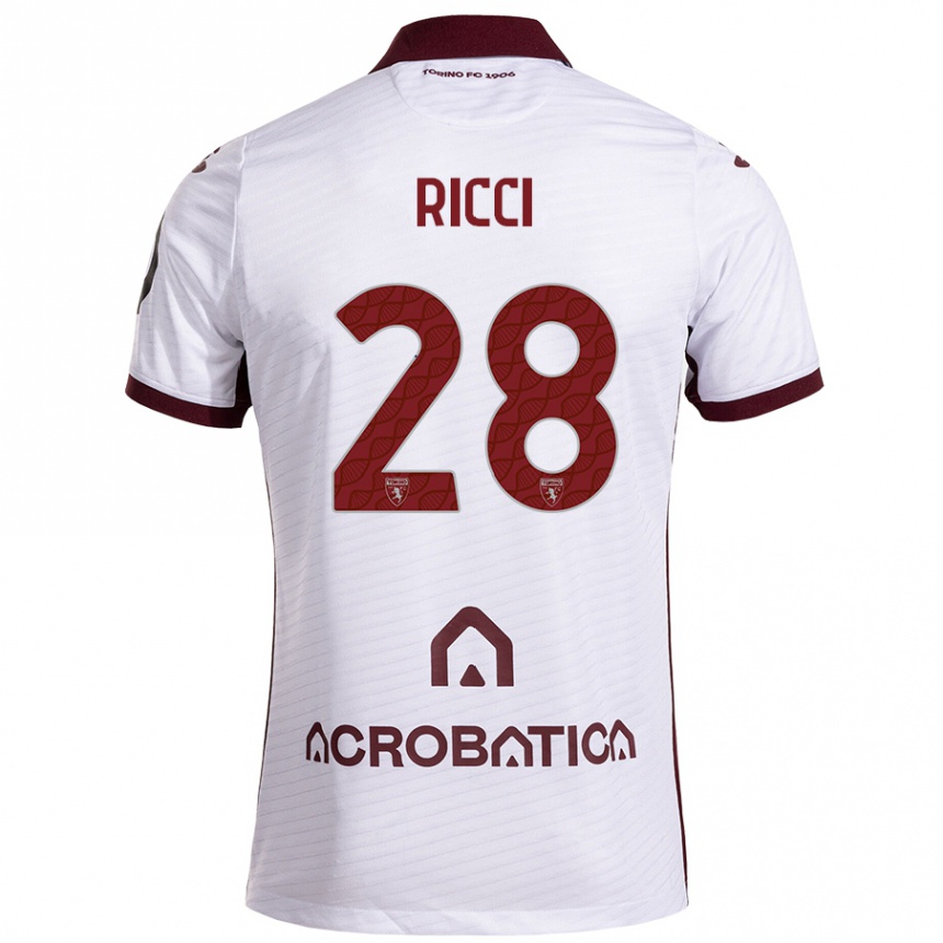 Kids Football Samuele Ricci #28 White Maroon Away Jersey 2024/25 T-Shirt