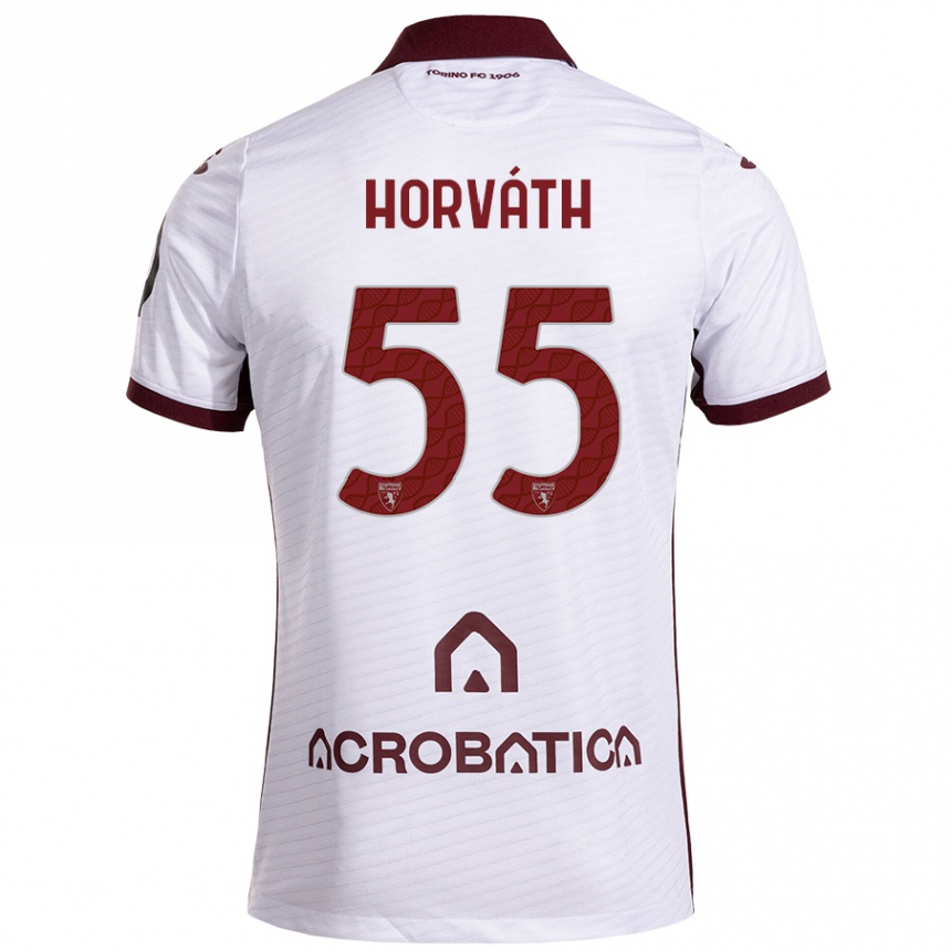 Kids Football Krisztofer Horváth #55 White Maroon Away Jersey 2024/25 T-Shirt