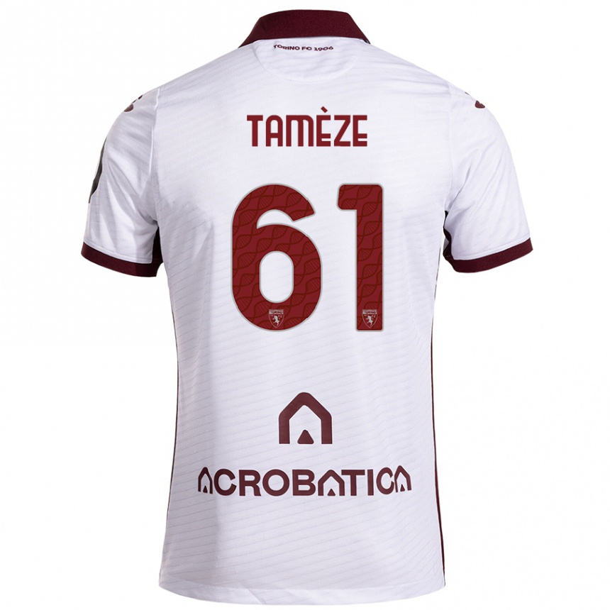 Kids Football Adrien Tamèze #61 White Maroon Away Jersey 2024/25 T-Shirt