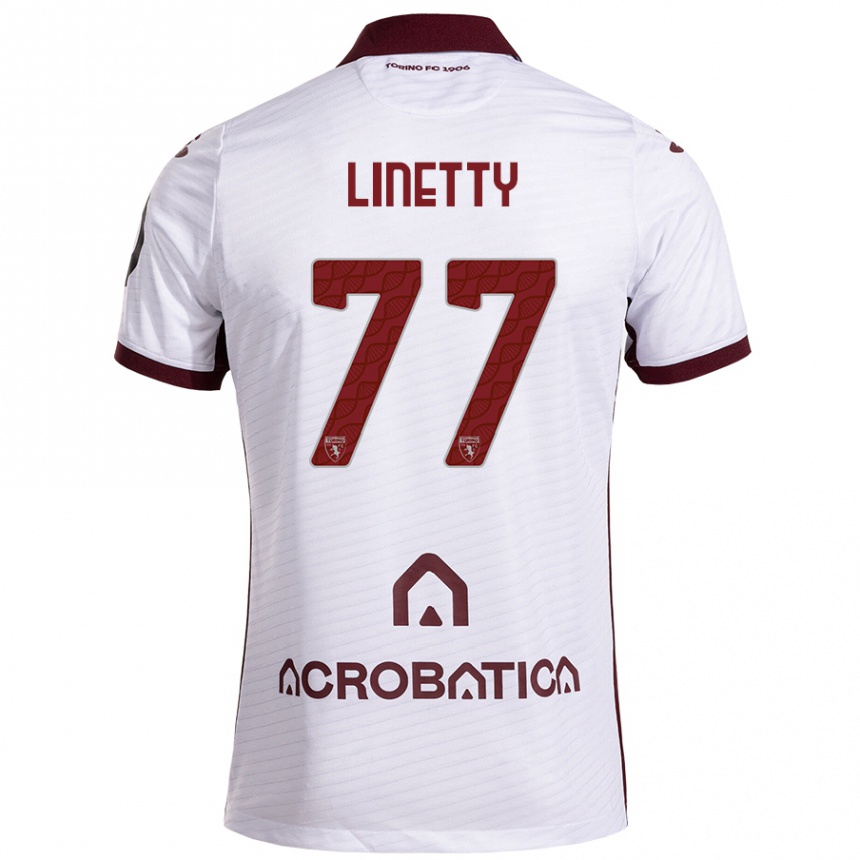 Kids Football Karol Linetty #77 White Maroon Away Jersey 2024/25 T-Shirt