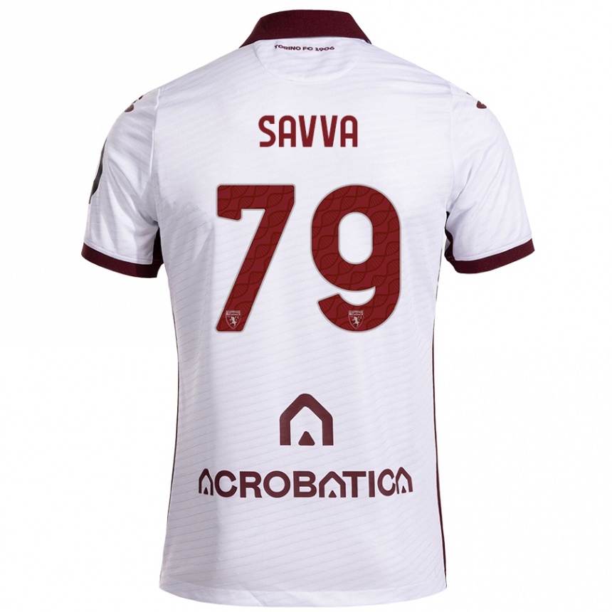 Kids Football Zanos Savva #79 White Maroon Away Jersey 2024/25 T-Shirt