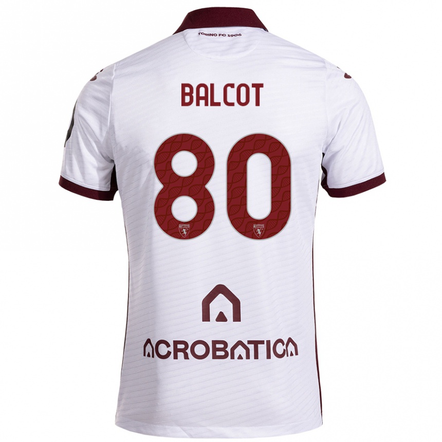 Kids Football Côme Bianay Balcot #80 White Maroon Away Jersey 2024/25 T-Shirt