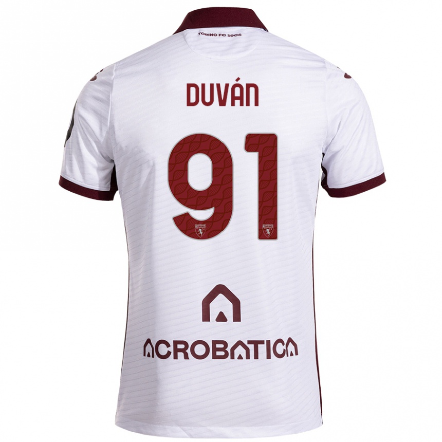 Kids Football Duván Zapata #91 White Maroon Away Jersey 2024/25 T-Shirt