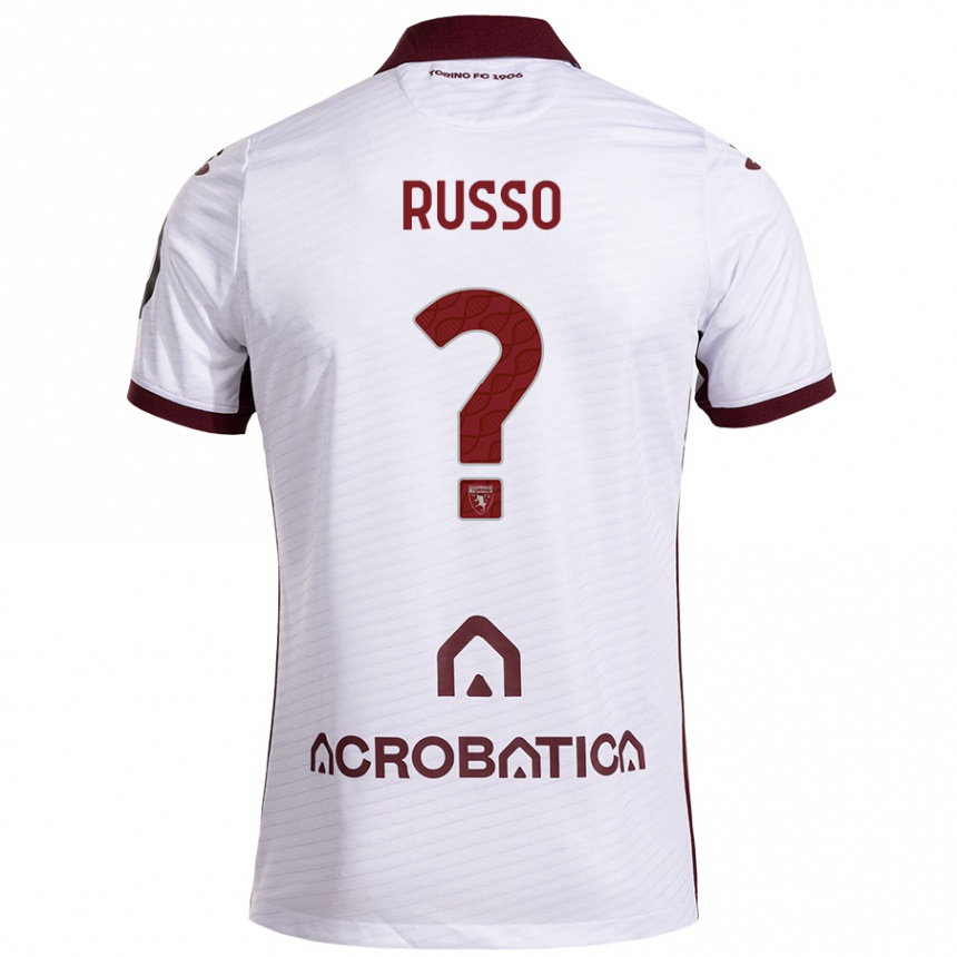 Kids Football Lorenzo Russo #0 White Maroon Away Jersey 2024/25 T-Shirt