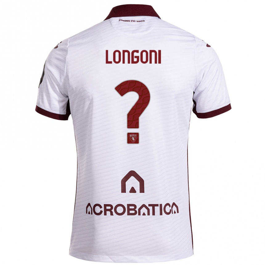 Kids Football Marco Longoni #0 White Maroon Away Jersey 2024/25 T-Shirt