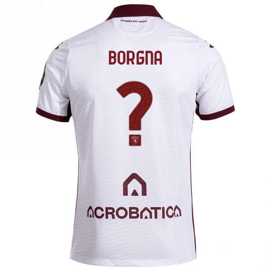 Kids Football Federico Borgna #0 White Maroon Away Jersey 2024/25 T-Shirt