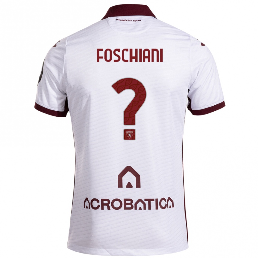 Kids Football Francesco Foschiani #0 White Maroon Away Jersey 2024/25 T-Shirt