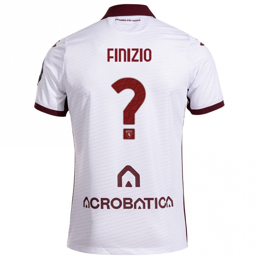 Kids Football Davide Finizio #0 White Maroon Away Jersey 2024/25 T-Shirt