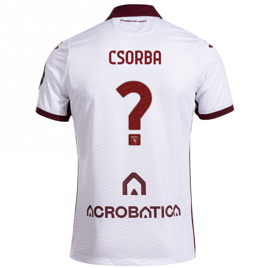 Kids Football Noel Csorba #0 White Maroon Away Jersey 2024/25 T-Shirt