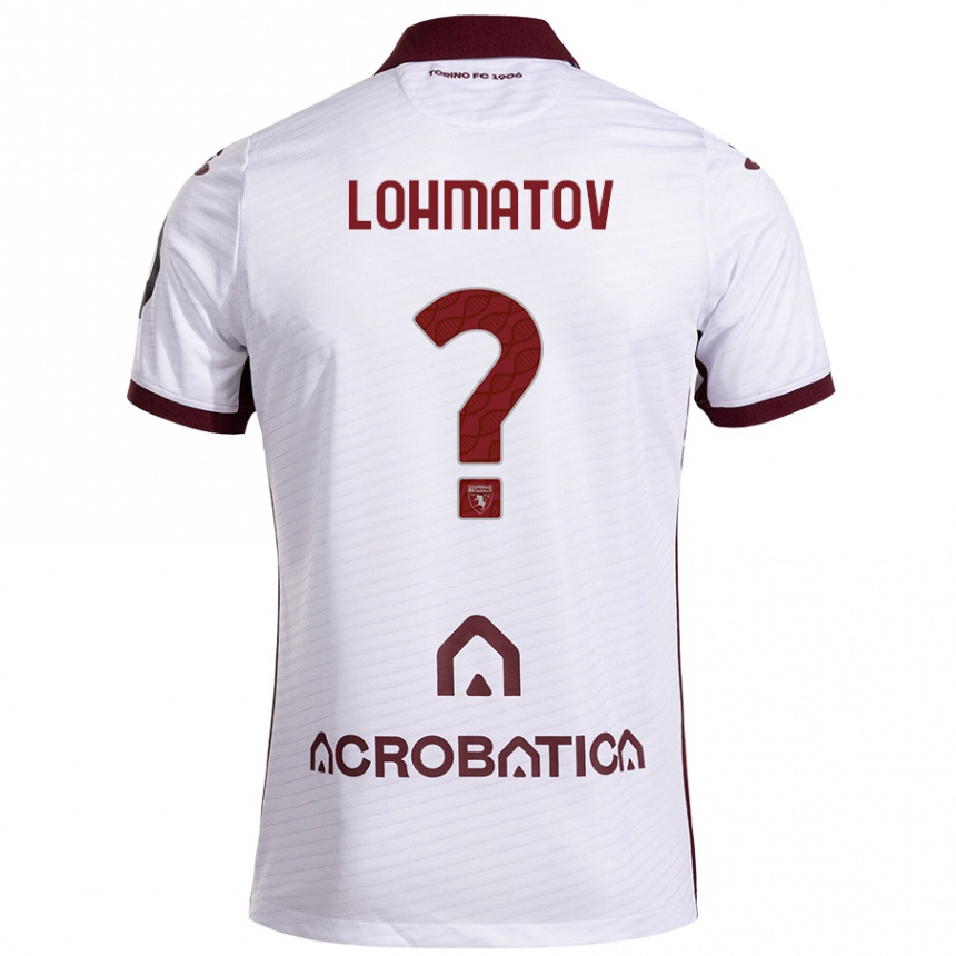 Kids Football Aleksandr Lohmatov #0 White Maroon Away Jersey 2024/25 T-Shirt