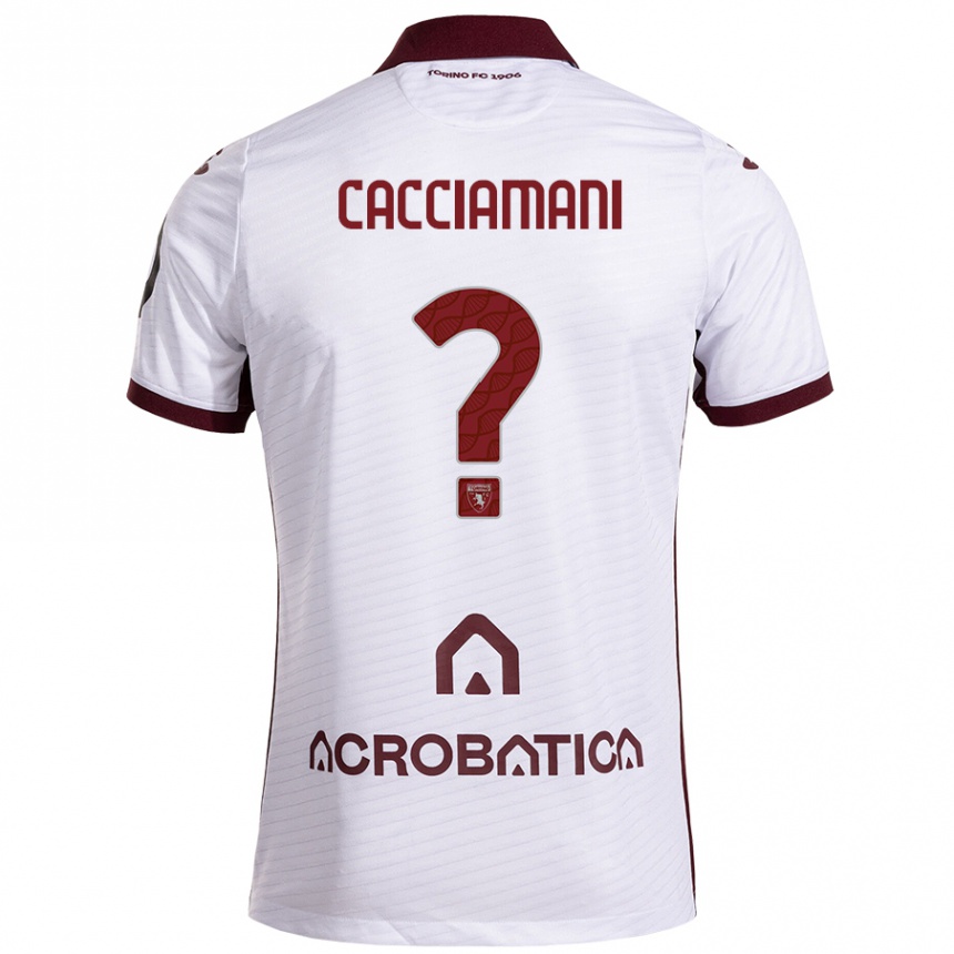 Kids Football Alessio Cacciamani #0 White Maroon Away Jersey 2024/25 T-Shirt