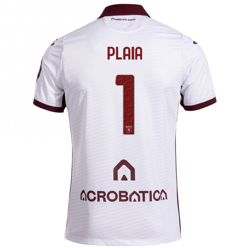 Kids Football Francesco Plaia #1 White Maroon Away Jersey 2024/25 T-Shirt