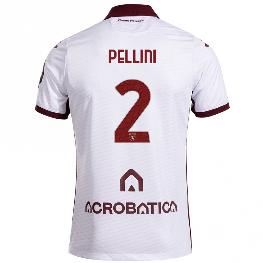 Kids Football Mattia Pellini #2 White Maroon Away Jersey 2024/25 T-Shirt