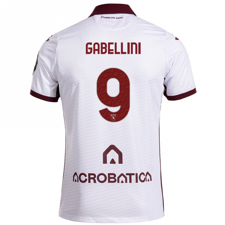 Kids Football Tommaso Gabellini #9 White Maroon Away Jersey 2024/25 T-Shirt