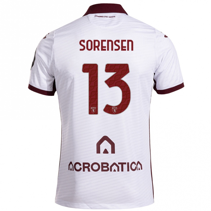 Kids Football Ben Sørensen #13 White Maroon Away Jersey 2024/25 T-Shirt