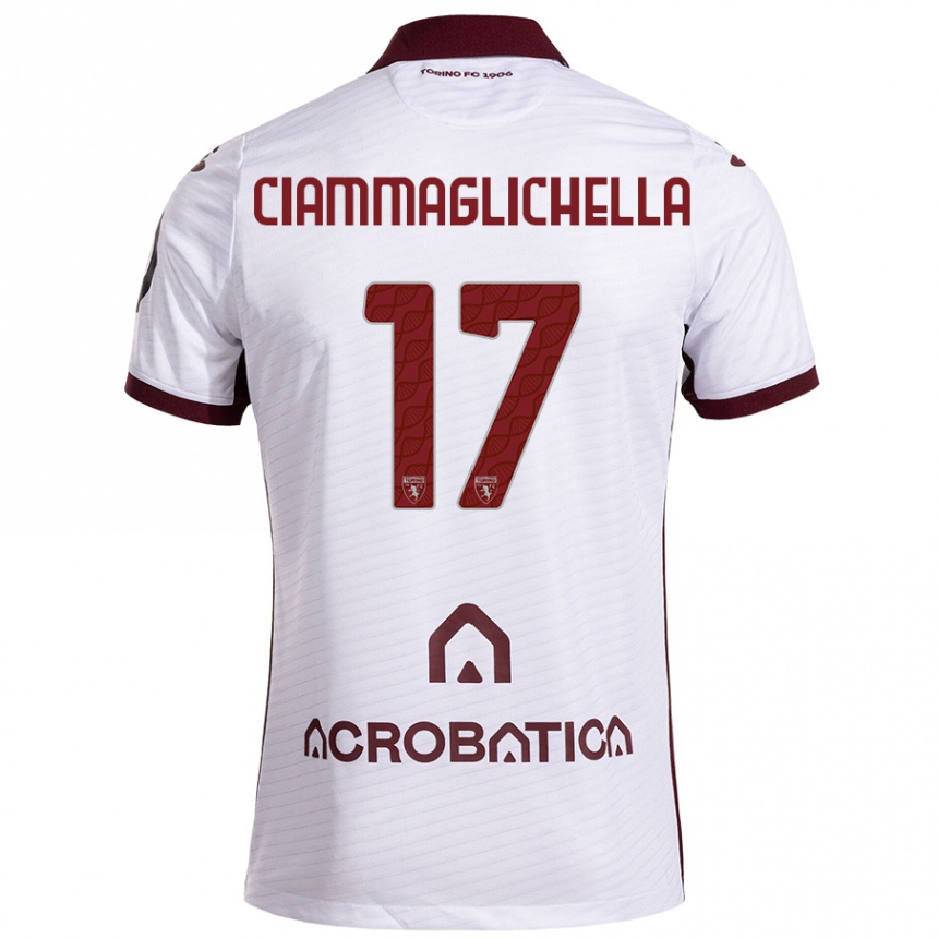 Kids Football Aaron Ciammaglichella #17 White Maroon Away Jersey 2024/25 T-Shirt