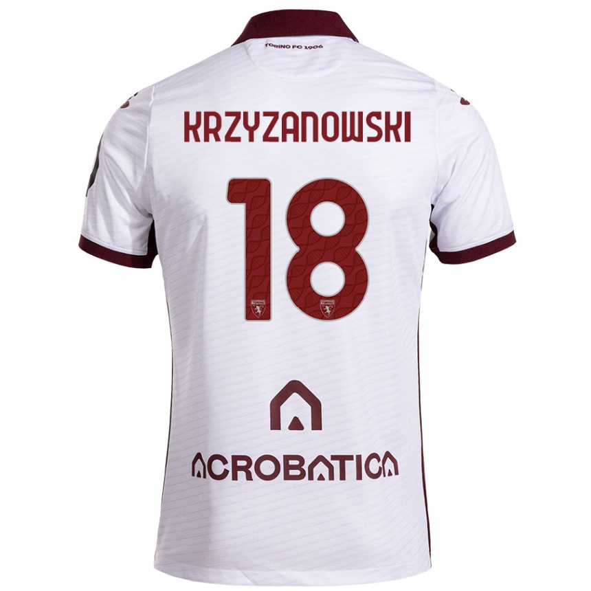 Kids Football Jakub Krzyzanowski #18 White Maroon Away Jersey 2024/25 T-Shirt