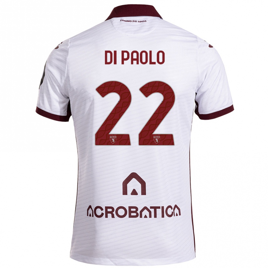 Kids Football Sebastiano Di Paolo #22 White Maroon Away Jersey 2024/25 T-Shirt