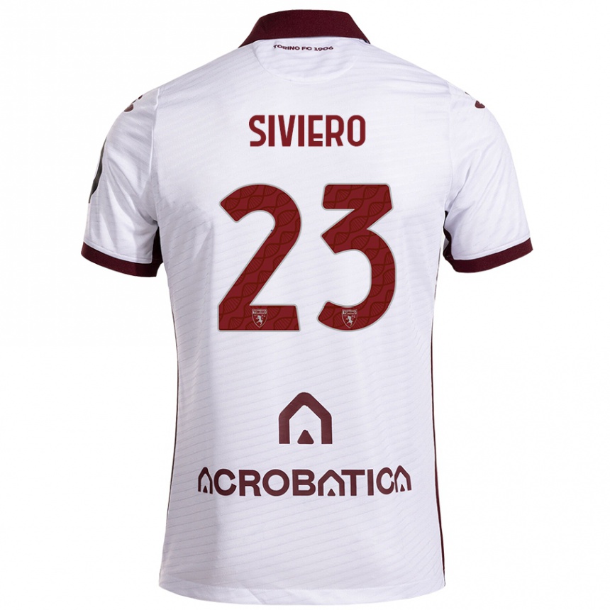 Kids Football Lapo Siviero #23 White Maroon Away Jersey 2024/25 T-Shirt