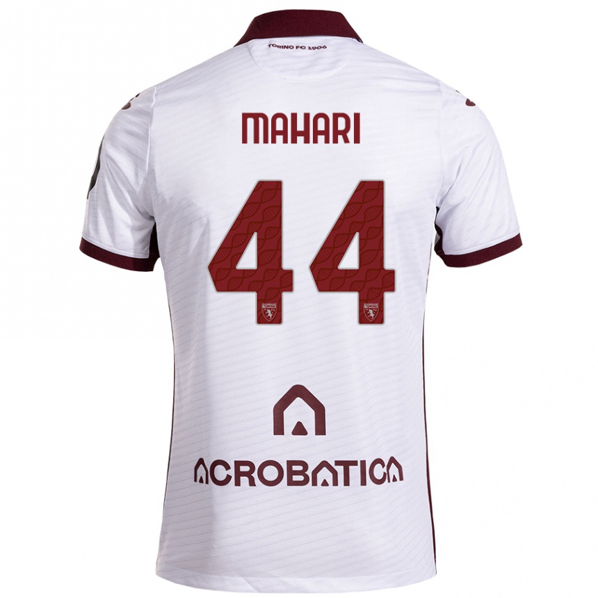 Kids Football Efdon Mahari #44 White Maroon Away Jersey 2024/25 T-Shirt