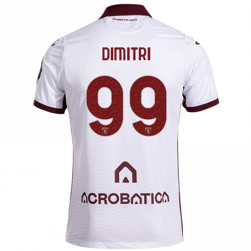 Kids Football Matteo Dimitri #99 White Maroon Away Jersey 2024/25 T-Shirt