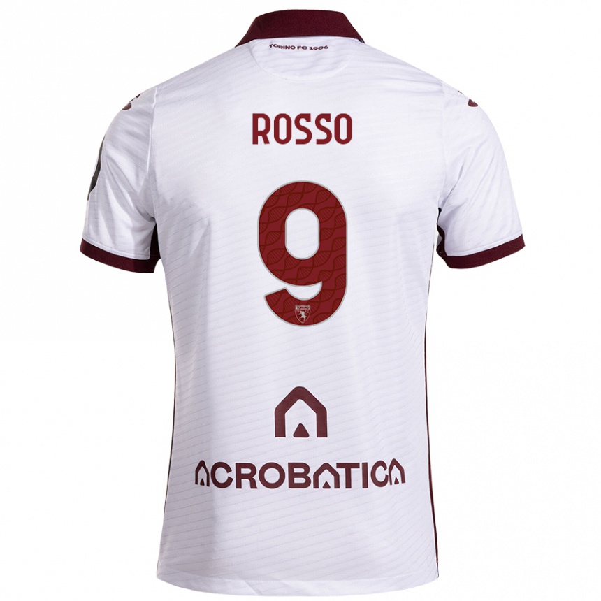 Kids Football Eleonora Rosso #9 White Maroon Away Jersey 2024/25 T-Shirt