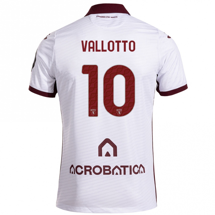 Kids Football Greta Vallotto #10 White Maroon Away Jersey 2024/25 T-Shirt