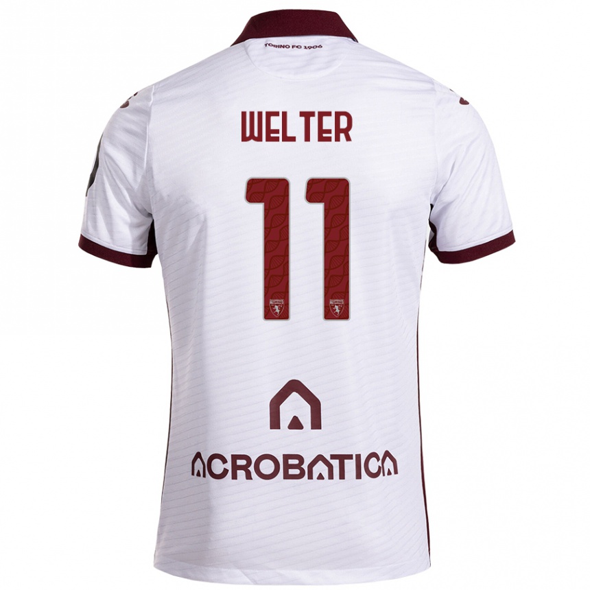 Kids Football Francesca Welter #11 White Maroon Away Jersey 2024/25 T-Shirt