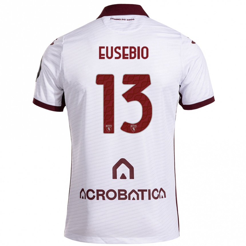 Kids Football Chiara Eusebio #13 White Maroon Away Jersey 2024/25 T-Shirt