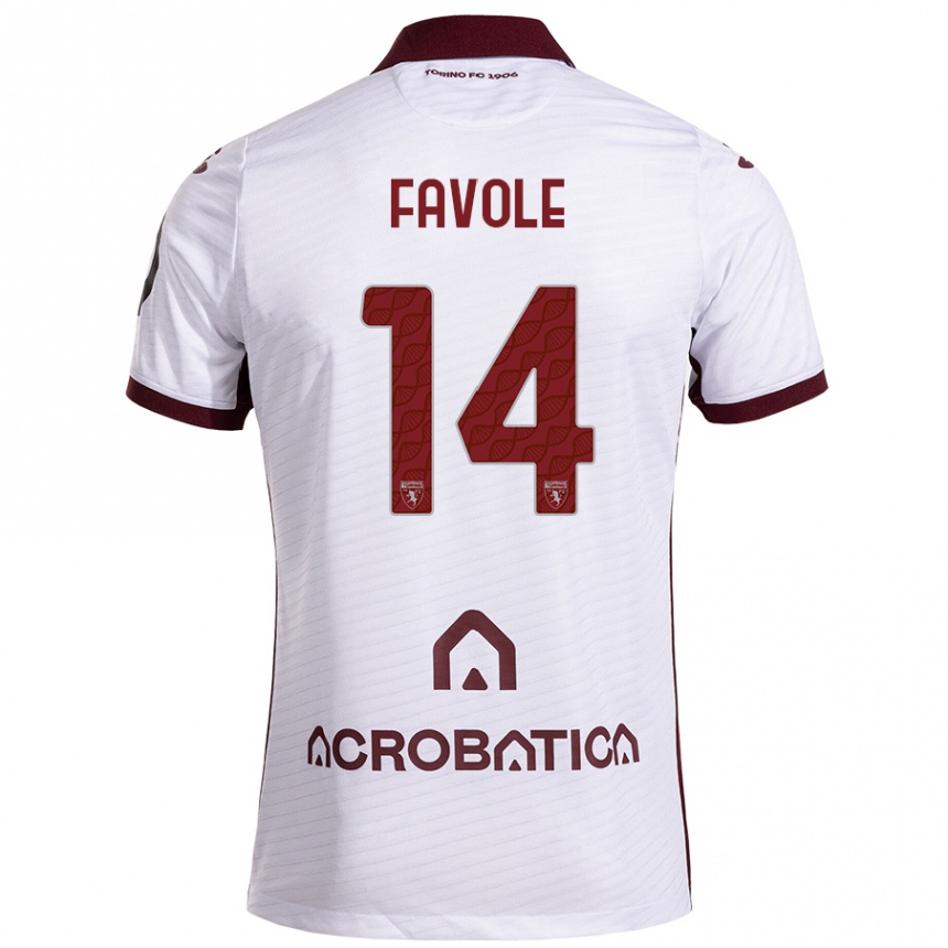 Kids Football Annalisa Favole #14 White Maroon Away Jersey 2024/25 T-Shirt