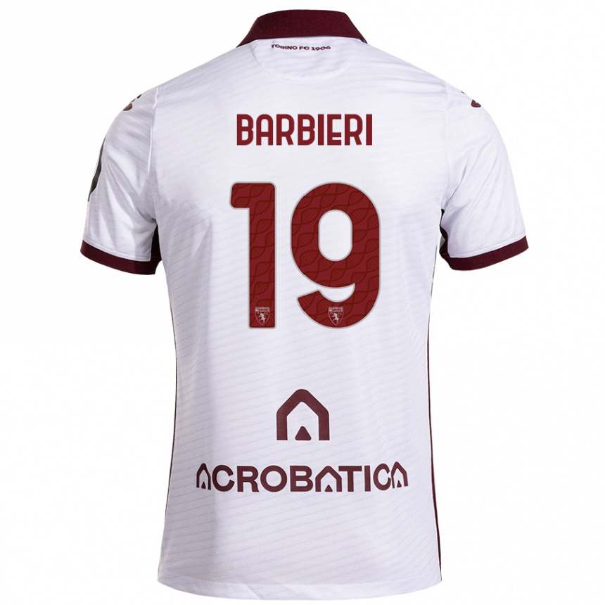 Kids Football Raffaella Barbieri #19 White Maroon Away Jersey 2024/25 T-Shirt