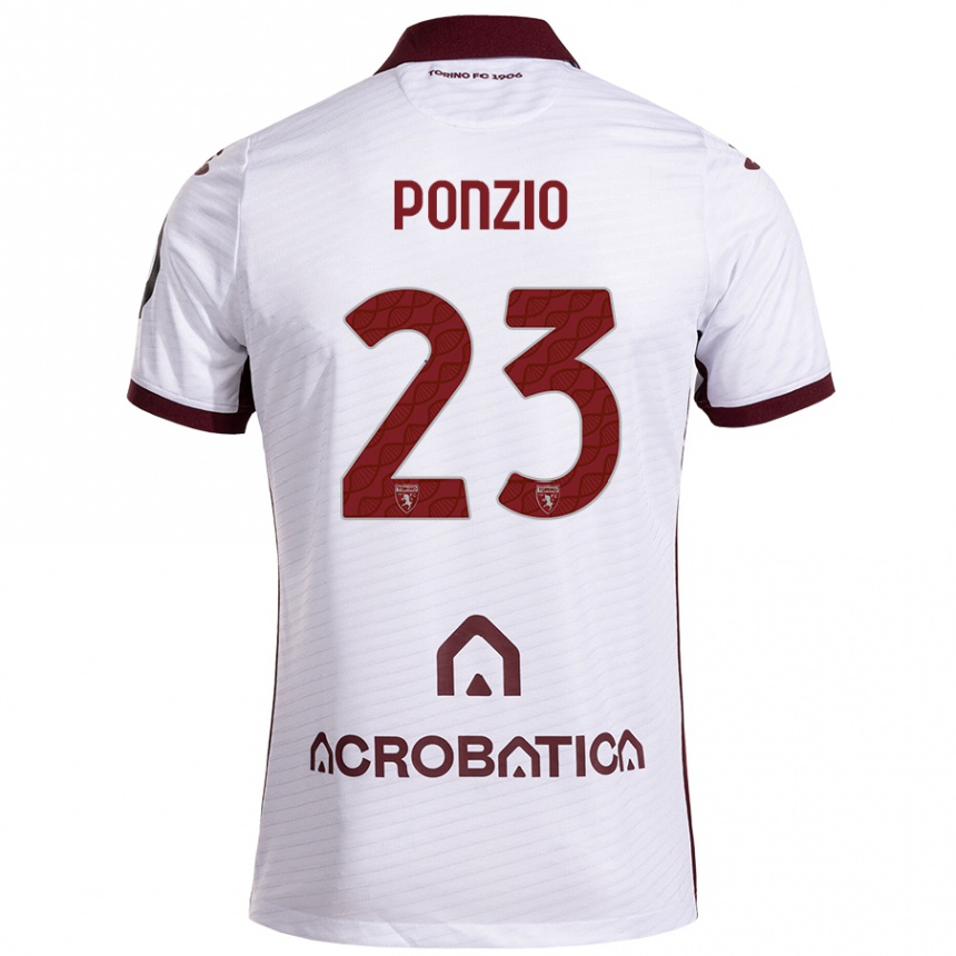 Kids Football Erika Ponzio #23 White Maroon Away Jersey 2024/25 T-Shirt